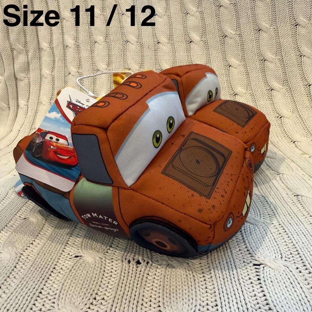 Disney Cars Tow Mater Slippers Size 11 12 Toddler Comfy Cozy Shoes NEW Kachow 95